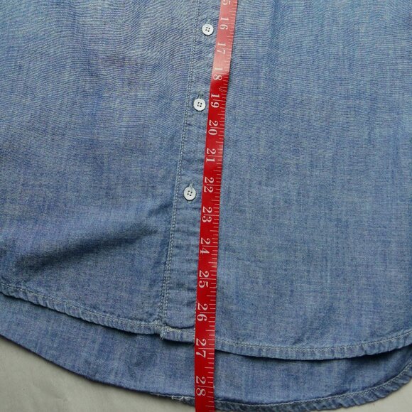 Lucky Brand		Tie Bow collarless Denim Blouse	Large - Picture 4 of 8